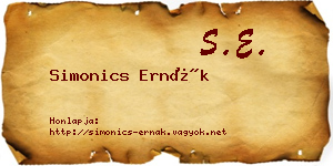 Simonics Ernák névjegykártya